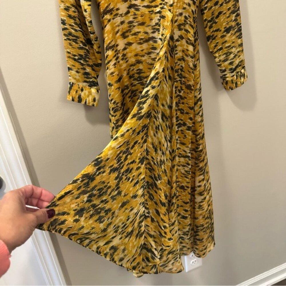 Whistles Ines Ikat Animal Print Long Sleeve Midi Dress Size 0 NWOT Autumncore - Picture 6 of 15
